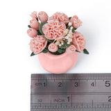 Maxbell Mini Wooden Coffe Table & Carnation Rose Flower Plant w/ Pot Fit 1/12 Dollhouse