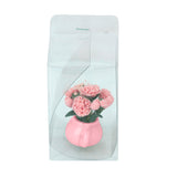 Maxbell Mini Wooden Coffe Table & Carnation Rose Flower Plant w/ Pot Fit 1/12 Dollhouse