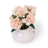 Maxbell Mini Wooden Coffe Table & Carnation Rose Flower Plant w/ Pot Fit 1/12 Dollhouse