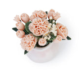 Maxbell Mini Light Pink Carnation Rose Flower Plant w/ Ceramics for 1:12 Dollhouse