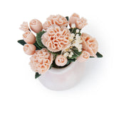 Maxbell Mini Wooden Coffe Table & Carnation Rose Flower Plant w/ Pot Fit 1/12 Dollhouse
