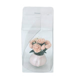 Maxbell Mini Wooden Coffe Table & Carnation Rose Flower Plant w/ Pot Fit 1/12 Dollhouse