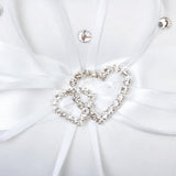Maxbell 15xWhite Double Heart Crystal Rhinestone Wedding Ring Pillow 15cmx15cm