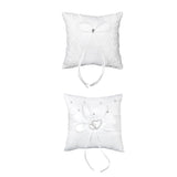 Maxbell 3xWhite Double Heart Crystal Rhinestone Wedding Ring Pillow 15cmx15cm