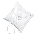 Maxbell 3xWhite Double Heart Crystal Rhinestone Wedding Ring Pillow 15cmx15cm