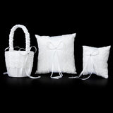 Maxbell White Lace Embellished Wedding Ring Pillow Cushion 15cmx15cm+1/12 Dollhouse Miniature Exterior Solid Wooden Door w/ Steeple Top+White Toss Garter With Ribbon - Wedding Party Supplies