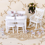 Maxbell 1/12 Dollhouse Miniature Wooden Rocking Chair Model Furniture - White