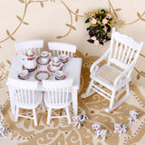 Maxbell 1/12 Dollhouse Miniature Wooden Rocking Chair Model Furniture - White