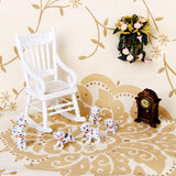 Maxbell 1/12 Dollhouse Miniature Wooden Rocking Chair Model Furniture - White