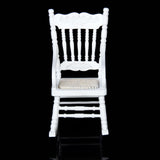 Maxbell 1/12 Dollhouse Miniature Wooden Rocking Chair Model Furniture - White