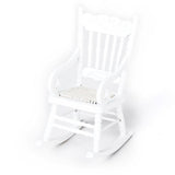 Maxbell 1/12 Dollhouse Miniature Wooden Rocking Chair Model Furniture - White