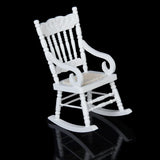 Maxbell 1/12 Dollhouse Miniature Wooden Rocking Chair Model Furniture - White