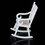 Maxbell 1/12 Dollhouse Miniature Wooden Rocking Chair Model Furniture - White