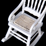 Maxbell 1/12 Dollhouse Miniature Wooden Rocking Chair Model Furniture - White