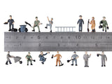 Maxbell 20x25Pcs Painted Railroad Worker People with Tools 1/87 Scale Scenery Accs