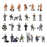 Maxbell 20x25Pcs Painted Railroad Worker People with Tools 1/87 Scale Scenery Accs