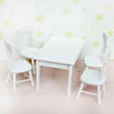 Maxbell 1:12 Dolls House White Wooden Dining Room Table 4 Chairs & Cupboard Cabinet