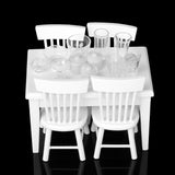 Maxbell 5pcs Dining Table Chair Model Set 1:12 Dollhouse Miniature Furniture White