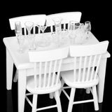Maxbell 5pcs Dining Table Chair Model Set 1:12 Dollhouse Miniature Furniture White