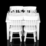 Maxbell 1:12 Dolls House White Wooden Dining Room Table 4 Chairs & Cupboard Cabinet
