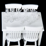 Maxbell 5pcs Dining Table Chair Model Set 1:12 Dollhouse Miniature Furniture White