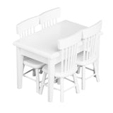Maxbell 5pcs Dining Table Chair Model Set 1:12 Dollhouse Miniature Furniture White