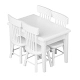 Maxbell 5pcs Dining Table Chair Model Set 1:12 Dollhouse Miniature Furniture White