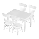 Maxbell 5pcs Dining Table Chair Model Set 1:12 Dollhouse Miniature Furniture White