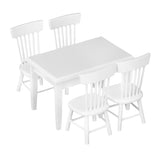 Maxbell 5pcs Dining Table Chair Model Set 1:12 Dollhouse Miniature Furniture White