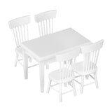Maxbell 5pcs Dining Table Chair Model Set 1:12 Dollhouse Miniature Furniture White