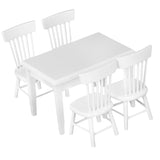 Maxbell 5pcs Dining Table Chair Model Set 1:12 Dollhouse Miniature Furniture White