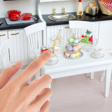 Maxbell 5pcs Dining Table Chair Model Set 1:12 Dollhouse Miniature Furniture White