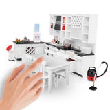 Maxbell 5pcs Dining Table Chair Model Set 1:12 Dollhouse Miniature Furniture White