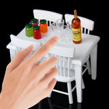 Maxbell 5pcs Dining Table Chair Model Set 1:12 Dollhouse Miniature Furniture White