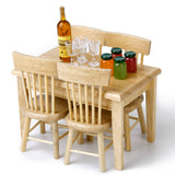Maxbell 5pcs Dining Table Chair Model Set 1:12 Dollhouse Miniature Furniture Wooden