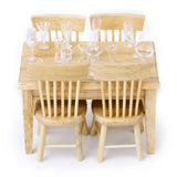 Maxbell 5pcs Dining Table Chair Model Set 1:12 Dollhouse Miniature Furniture Wooden