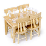 Maxbell 5pcs Dining Table Chair Model Set 1:12 Dollhouse Miniature Furniture Wooden