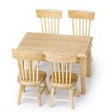 Maxbell 5pcs Dining Table Chair Model Set 1:12 Dollhouse Miniature Furniture Wooden