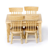 Maxbell 5pcs Dining Table Chair Model Set 1:12 Dollhouse Miniature Furniture Wooden