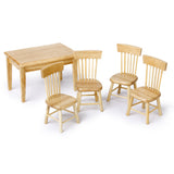 Maxbell 5pcs Dining Table Chair Model Set 1:12 Dollhouse Miniature Furniture Wooden