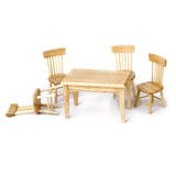 Maxbell 5pcs Dining Table Chair Model Set 1:12 Dollhouse Miniature Furniture Wooden