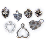 Maxbell 10 Sets Silver Toggle Clasps+25Pcs Alloy Silver Pendants Charms DIY Jewelry