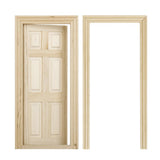Maxbell 1/12 Dollhouse Miniature 6-Panel Interior Wooden Door DIY Accessory