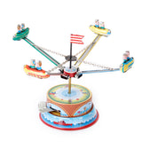 Maxbell 2x Vintage Wind Up Flying Airplane & Spacecraft Space Ship Carousel Tin Toys