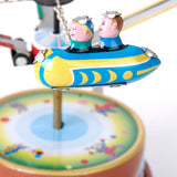 Maxbell 2x Vintage Wind Up Flying Airplane & Spacecraft Space Ship Carousel Tin Toys