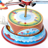 Maxbell 2x Vintage Wind Up Flying Airplane & Spacecraft Space Ship Carousel Tin Toys