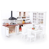 Maxbell 1/12 Dollhouse Miniature Kitchen Furniture Kit with Kitchenware Cookware Set
