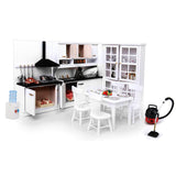 Maxbell 1/12 Dollhouse Miniature Kitchen Furniture Kit with Kitchenware Cookware Set