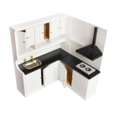 Maxbell 1/12 Dollhouse Miniature Kitchen Furniture Kit with Kitchenware Cookware Set