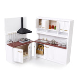 Maxbell 1/12 Dollhouse Miniature Kitchen Furniture Kit with Kitchenware Cookware Set